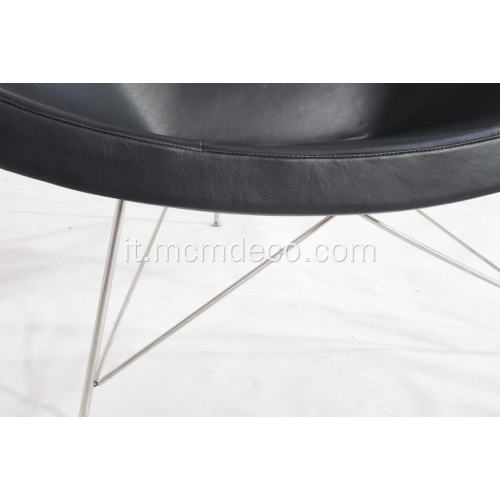 chaise longue in pelle di cocco in pelle anilina nera